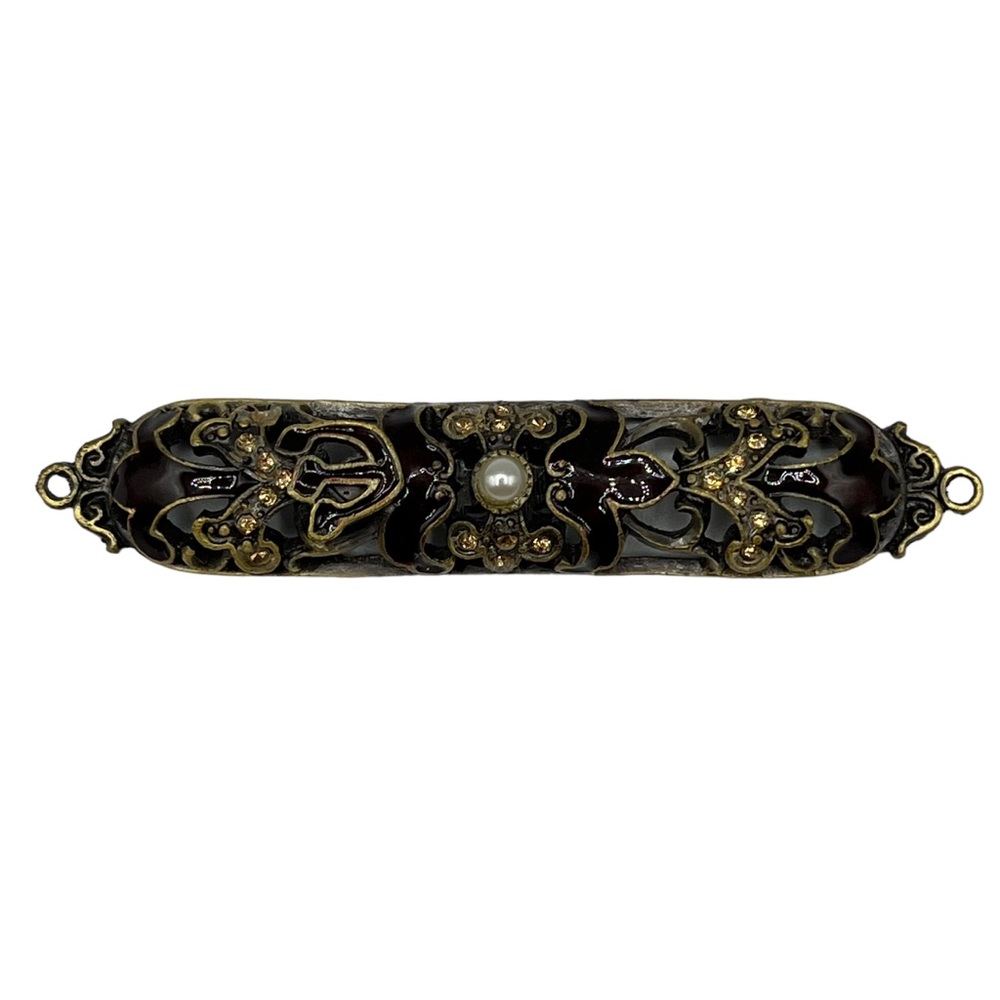 Sold! Vintage Jeweled Enamel Mezuzah Case Judaica Jewish Prayer Religion